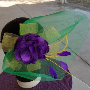 Mardi Gras Fascinator Hat, Bowler with Headband